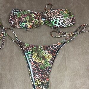 Multicolor Animal Print Bikini
